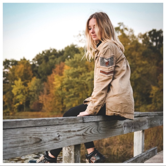 Free People Jackets & Blazers - Free People Embellished Military Shirt Jacket